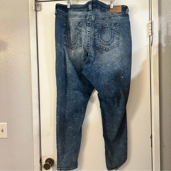 True Religion Curvy Plus Size Jeans Stretchy Splatter Dark Blue 42 3XL 22 - Picture 4 of 13